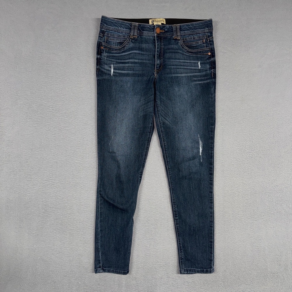 Democracy Jeans Womens 12 Blue Skinny Ab Technology Stretch Distressed Denim